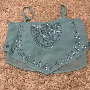 Bebe blue crop top (Size S)